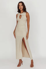 Clio Keyhole Bodycon Maxi Dress Natural
