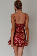 Lake Como Fitted Bodice Sequin Mini Dress Red