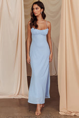 Nerida Twist Back Maxi Dress Steel Blue