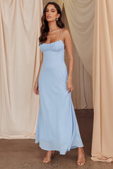 Nerida Twist Back Maxi Dress Steel Blue