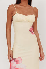 Nerida Gathered Bust Maxi Dress Flowers Yellow