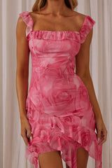 Floating On Clouds Ruffle Trim Mini Dress Pink