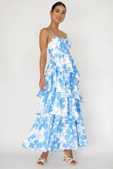 Hopeful Tiered Layered Maxi Dress Blue