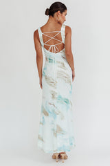 Jovelle Strappy Back Maxi Dress Marble Blue