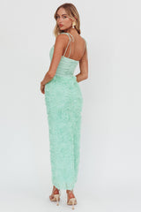 Love & Honor Textured Floral Maxi Dress Sage