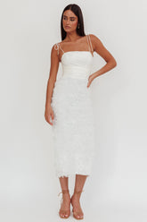 Love & Honor Textured Floral Maxi Dress White