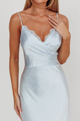 Our Story Surplice Neckline Maxi Dress Steel Blue