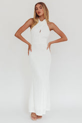 Lush Aura Crossover Halter Neck Maxi Dress White