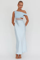 In Blooms Mesh Bodice Maxi Dress Blue