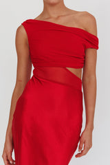 In Blooms Mesh Bodice Maxi Dress Wine