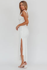 In My Feels Textured Maxi Dress White