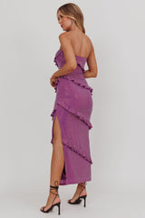 Metrics Strapless Frill Maxi Dress Purple