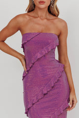 Metrics Strapless Frill Maxi Dress Purple