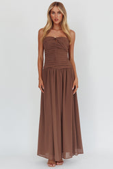 High Streets Strapless Maxi Dress Mocha