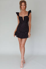 Mon Papillon Lace Mini Dress Black
