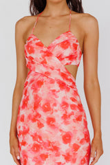 Alivia Tied Back Maxi Dress Floral Red