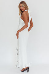 Ray Of Light Ruched Halterneck Maxi Dress Off White