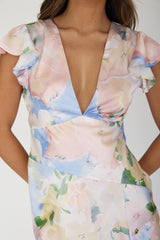 Jannet Keyhole Back Maxi Dress Floral Apricot