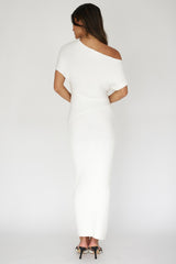 Kaelyn Asymmetric Neck Knit Maxi Dress White
