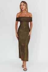 Kailey Off-Shoulder Maxi Dress Spangle Black