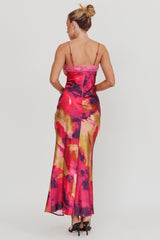 Saga Bust Keyhole Satin Maxi Dress Purple