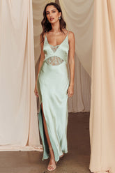 Better Believe Lace Insert Maxi Dress Sage