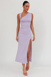 Daleela Asymmetric Neckline Maxi Dress Lilac