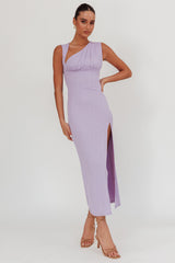 Daleela Asymmetric Neckline Maxi Dress Lilac
