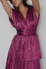 Shimmer Layered Maxi Dress Magenta Haze