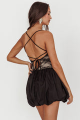 Lowkey Backless Bubble Hem Mini Dress Black