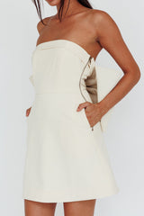 Made For Love Bow Back Mini Dress Ecru