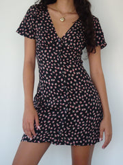 Field Trip Button Front Mini Dress Black Floral