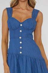 Pansy Flounce Hem Maxi Dress Blue