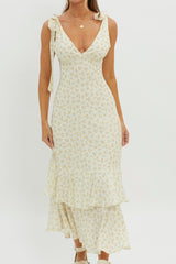 Manhattan Summer Tied Shoulder Maxi Dress Yellow