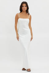 Saving Grace Pearl Strap Maxi Dress Oyster