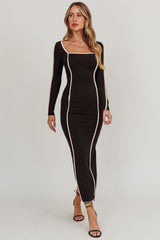Moonglade Long Sleeve Bodycon Maxi Dress Black