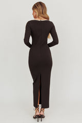 Moonglade Long Sleeve Bodycon Maxi Dress Black