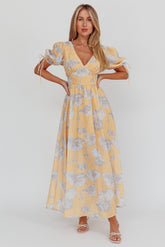 Loveberry Puff Sleeve A-Line Maxi Dress Pumpkin