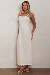 Montego Bay Ric Rac Strap Maxi Dress Oat