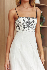 Mondo Scalloped Hem Maxi Dress Embroidered Oat