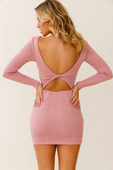 Merlin Long Sleeve Bodycon Mini Dress Blush