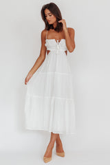 Eyona Cut-Out Waist Tie Maxi Dress White