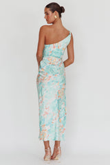 Portland One-Shoulder Maxi Dress Floral Mint