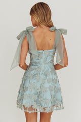 Mykonos Morning Tied Shoulder Embellished Mini Dress Sage