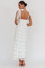 Mykonos Morning Tied Shoulder Tree Maxi Dress White