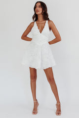 Lavalle Criss-Cross Embellished Mini Dress White