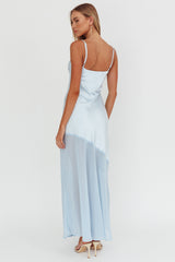 Gilded Dream Chiffon Hem Maxi Dress Baby Blue