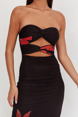 Silah Twist Bodice Maxi Dress Hibiscus Black