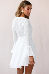 Viola Long Sleeve Wrap Dress White