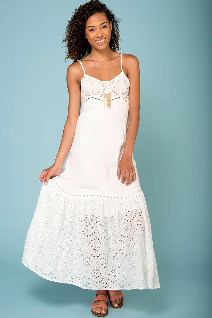 Angeline Thin Strap Maxi Dress White